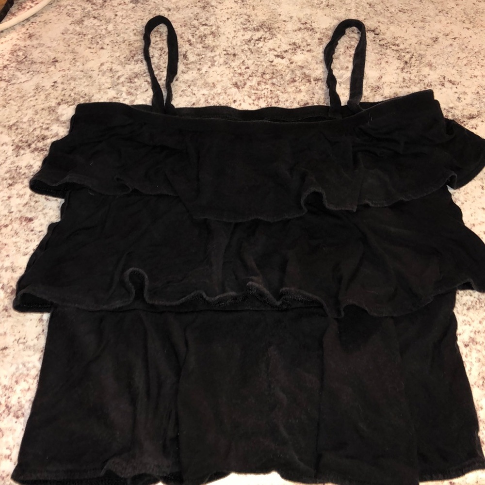 Gap Black Ruffle Spaghetti Strap Tank
